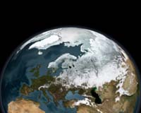 Average sea ice in the Arctic covered 5.9 million square kilometres in September, the second lowest area on record following 2005.