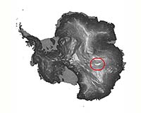 Lake Vostok (circled) is believed to contain water millions of years old, which may be the home of ancient organisms. This hidden body of freshwater is the size of Lake Ontario and is the largest of 70 bodies of water first detected under the polar ice-sheet in the 1970s. Credit: LDEO Columbia University
