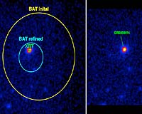 X-ray image of the gamma-ray burst GRB 060614 taken by the XRT instrument on Swift. The burst glowed in X-ray light for more than a week following the gamma-ray burst. This so-called 